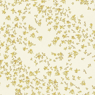 As Creation Bricoflor Cream And Yellow Floral Wallpaper Ideal For Girl's Bedroom Cream Wallpaper With Yellow Flower Detail 10.05 X 0.70 M from B&Q