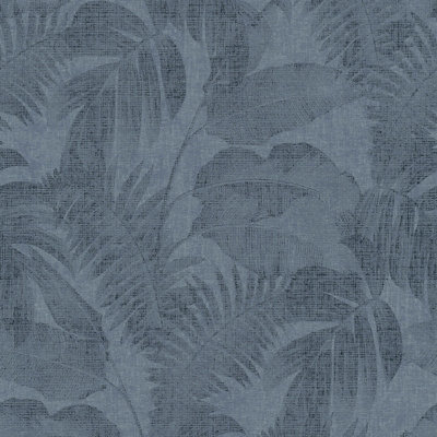 As Creation Bricoflor Non-Woven WallpaperLeaf & Palm Wallpaper In Blue10,05 X 0,53 M from B&Q