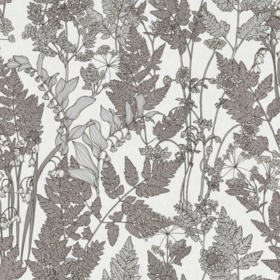 As Creation Bricoflor Floral Wallpaper In Grey And White Neutral Tones Wallpaper With Leaves And Flowers Wallpaper 10.05 X 0.53 M from B&Q