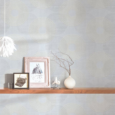 Galerie Silver Home Collection Circle Motif Wallpaper Roll