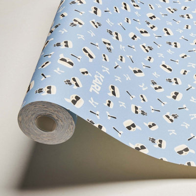 As Creation Bricoflor Urban Blue Wallpaper With Eccentric Design Wallpaper With Abstract Face Pattern 10.05 X 0.53 M from B&Q
