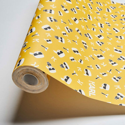 As Creation Bricoflor Playful Loud Yellow Wallpaper Fun Summer Coloured Pattern Wallpaper In Yellow,white And Black 10.05 X 0.53 M from B&Q
