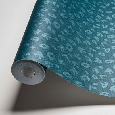 As Creation Bricoflor Forest Green Contemporary Wallpaper Vinyl Wallpaper With Letter Pattern 10.05 X 0.53 M from B&Q