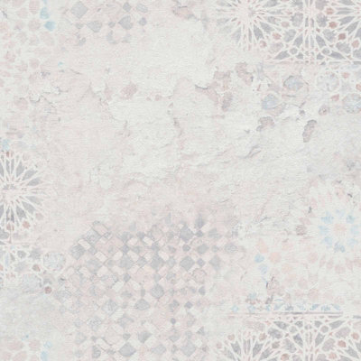 As Creation Bricoflor Floral Distressed Effect Wallpaper Tile Design In GreyPurple Non-Woven 10.05 X 0.53 M from B&Q