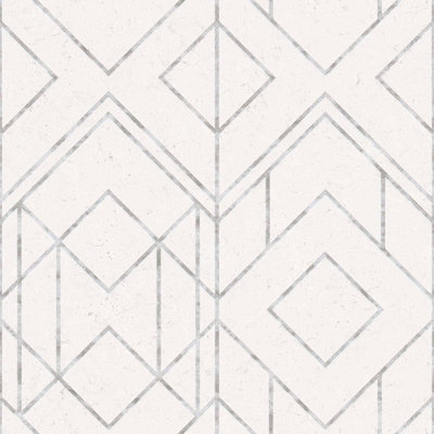 As Creation Bricoflor Non-Woven WallpaperGeometric Wallpaper In GreySilver10,05 X 0,53 M from B&Q
