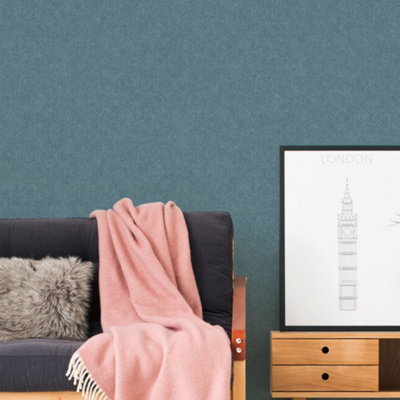 B&Q -  Havana Blue Floral Geometric Textured Wallpaper