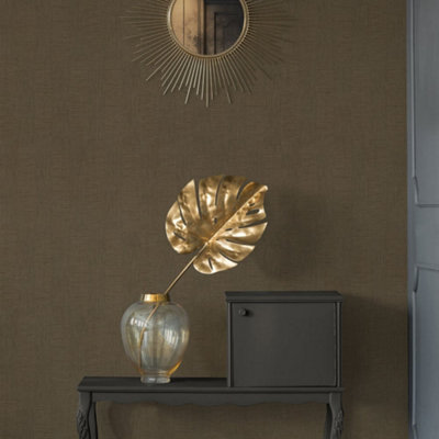 B&Q -  Havana Brown Stripe Weave Textured Wallpaper