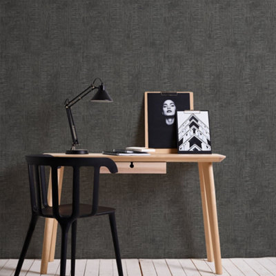B&Q -  Havana Black Stripe Weave Textured Wallpaper