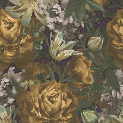 Galerie Blooming Wild Yellow/green Antique Floral Motif Wallpaper Roll from B&Q