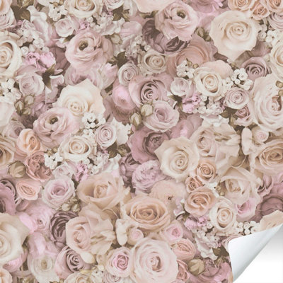 As Creation Bricoflor Non-Woven WallpaperFloral WallpaperVintage In PastellPink8,40 X 0,53 M from B&Q