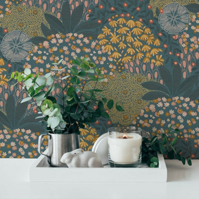Galerie Fusion Green Forest Bloom Motif Wallpaper from B&Q