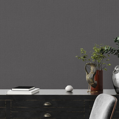 Galerie Fusion Grey Hessian Effect Textured Wallpaper from B&Q