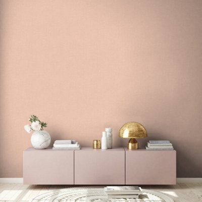 Galerie Fusion Pink Linen Effect Textured Wallpaper from B&Q