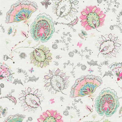 As Creation Bricoflor Non-Woven WallpaperFloral Wallpaper In White10,05 X 0,53 M from B&Q