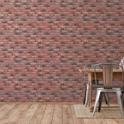Galerie Red Weathered Walls Motif Wallpaper from B&Q
