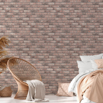 Galerie Pink Weathered Walls Motif Wallpaper from B&Q