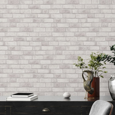 Galerie White Weathered Walls Motif Wallpaper from B&Q