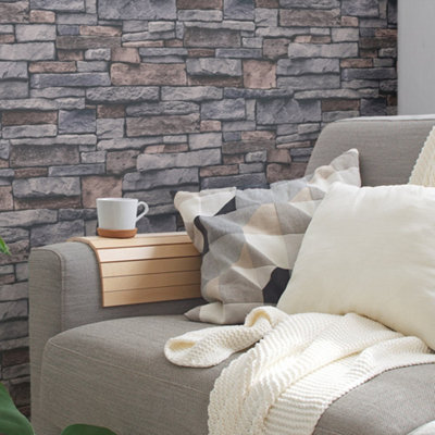 Galerie Silver Grey Sandstone Splendour Motif Wallpaper from B&Q