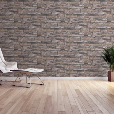 Galerie Beige Sandstone Splendour Motif Wallpaper from B&Q