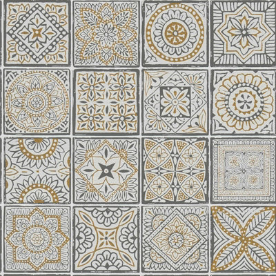 As Creation Bricoflor Non-Woven WallpaperMoroccan & Tiled Wallpaper In GoldWhite10,05 X 0,53 M from B&Q