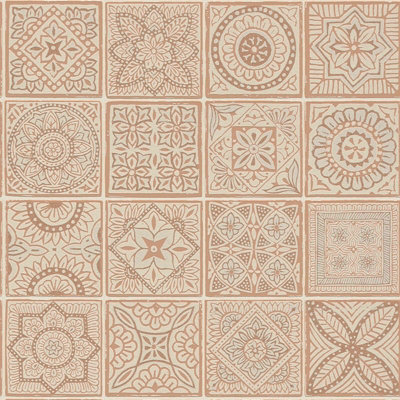 As Creation Bricoflor Non-Woven WallpaperMoroccan & Tiled Wallpaper In CreamPink10,05 X 0,53 M from B&Q
