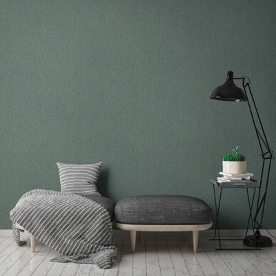 As Creation Bricoflor Non-Woven WallpaperPlain Wallpaper In Green10,05 X 0,53 M from B&Q