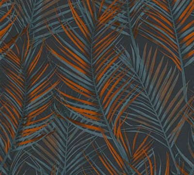 As Creation Black Bricoflor Non-Woven Wallpaper, Leaf & Palm Wallpaper In - 10,05 X 0,53 Medium