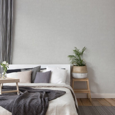Galerie Maison Charme Silver Pinstripe Motif Wallpaper Roll from B&Q