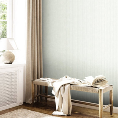 Galerie Maison Charme Green Pinstripe Motif Wallpaper Roll from B&Q