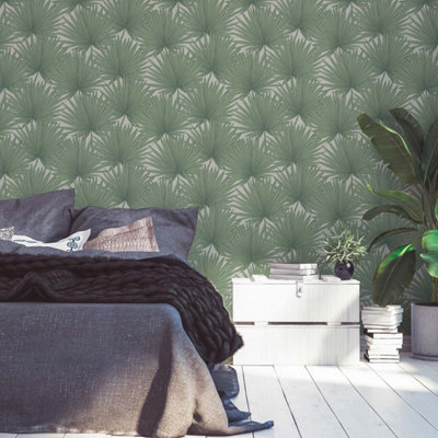As Creation Bricoflor Non-Woven WallpaperLeaf & Palm Wallpaper In Green10,05 X 0,53 M from B&Q