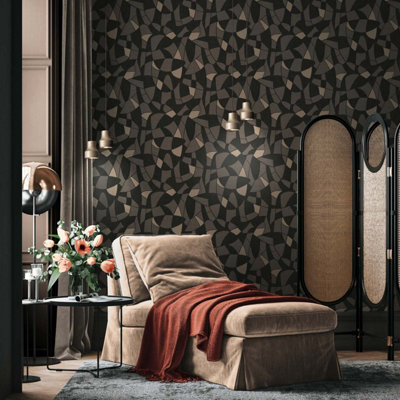 As Creation Bricoflor Non-Woven WallpaperPattern Wallpaper In Black10,05 X 0,53 M