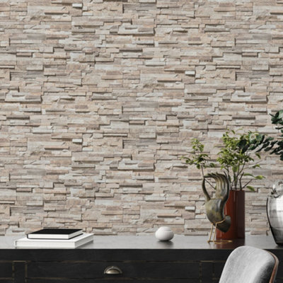 Galerie Beige Graceful Granite Motif Wallpaper from B&Q