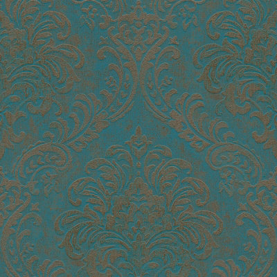 As Creation Bricoflor Non-Woven WallpaperDamask Wallpaper In Blue10,05 X 0,53 M from B&Q