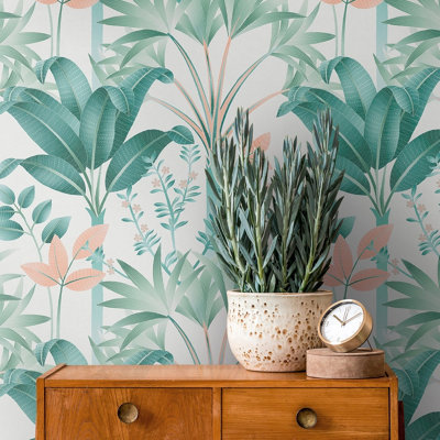 As Creation Bricoflor Non-Woven WallpaperLeaf & Palm WallpaperJungle & Tropical Multicoloured10,05 X 0,53 M from B&Q