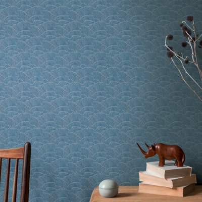 As Creation Bricoflor Non-Woven WallpaperChinoiserie Wallpaper In BlueSilver10,05 X 0,53 M
