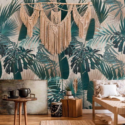 As Creation Bricoflor Tropical Leaves Wallpaper Green Banana Leaf Wallpaper Jungle Wallpaper With Monstera Palms 8,80 X 0,53 M from B&Q