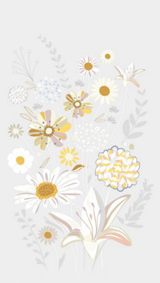 As Creation Bricoflor Non-Woven WallpaperFloral Wallpaper In YellowGreyWhite2,80 X 1,59 M from B&Q