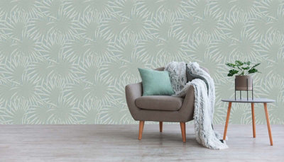 As Creation Bricoflor Non-Woven WallpaperLeaf & Palm Wallpaper In BlueGreen10,05 X 0,53 M from B&Q