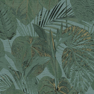 As Creation Tropical Leaves Green Wallpaper Gold Textured Paste The Wall Vinyl