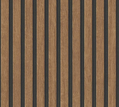 As Creation Colourful World Wood Slat Effect Brown Black Wallpaper 391098 from B&Q