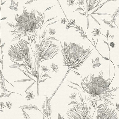 As Creation Bricoflor Non-Woven WallpaperFloral Wallpaper In White10,05 X 0,53 M from B&Q