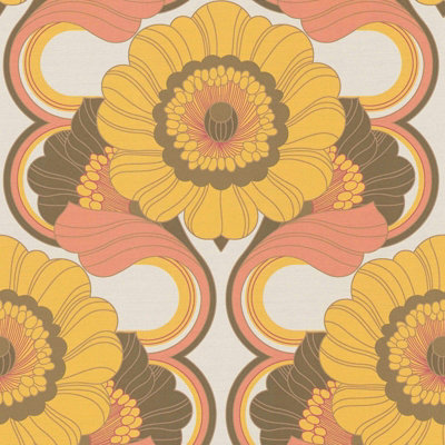 As Creation 70's Retro Floral Chic Brown Wallpaper Textured Paste The Wall