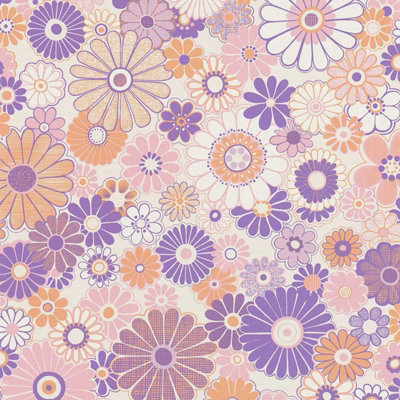 Lyte As Creation Retro Floral Pattern Wallpaper Orange Pink Purple Paste The Wall