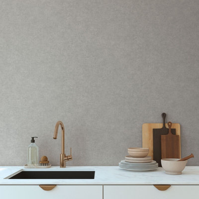 As Creation Bricoflor Non-Woven WallpaperPlain Wallpaper In Grey10,05 X 0,53 M