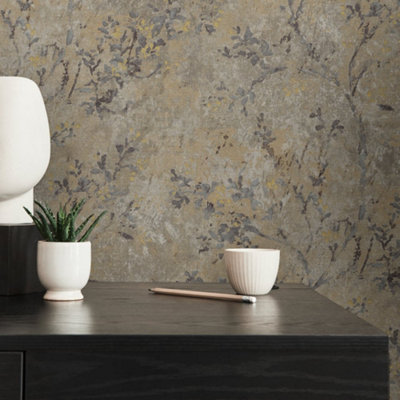 Galerie Welcome Home Purple Lilac Rustic Blossom Wallpaper from B&Q