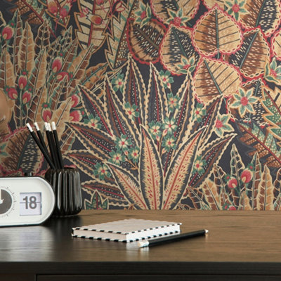 Galerie Welcome Home Bronze Brown Bohemian Floral Wallpaper from B&Q