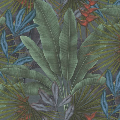 Exotic Jungle Textured Wallpaper Blue As Creation 39647-1 from B&Q