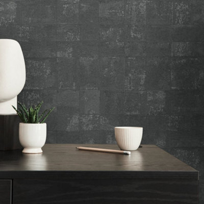Galerie Welcome Home Black Squares Wallpaper from B&Q