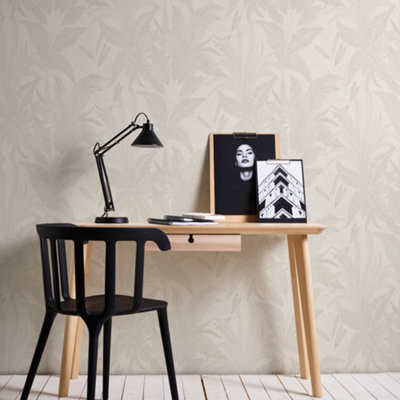 Galerie Welcome Home Beige Botanical Leaves Wallpaper from B&Q