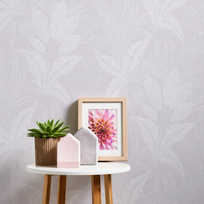 Galerie Welcome Home Purple Lilac Botanical Leaves Wallpaper from B&Q